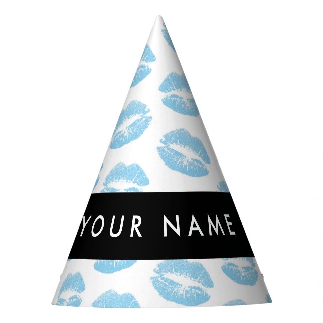 Chapéu De Festa Lábios Azuis, Beijo, Batom, Seu Nome, Personalizar (Frente)