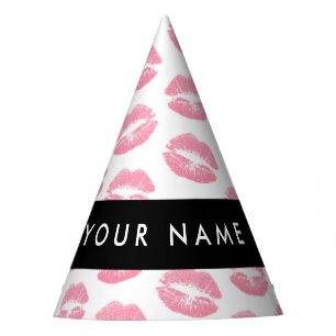 Chapéu De Festa Lábios Rosa, Beijo, Batom, Seu Nome, Personalizar