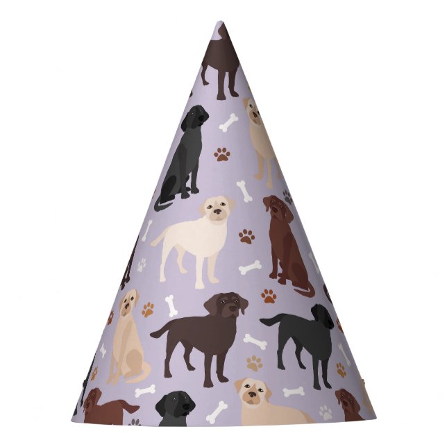 Chapéu De Festa Labrador Retriever Paws and Bones Party Hat (Frente)