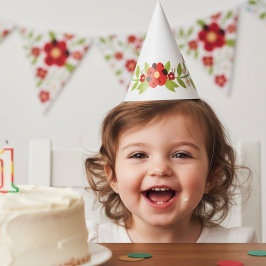 Chapéu De Festa Ladybug Floral Garland Birthday Party Hat