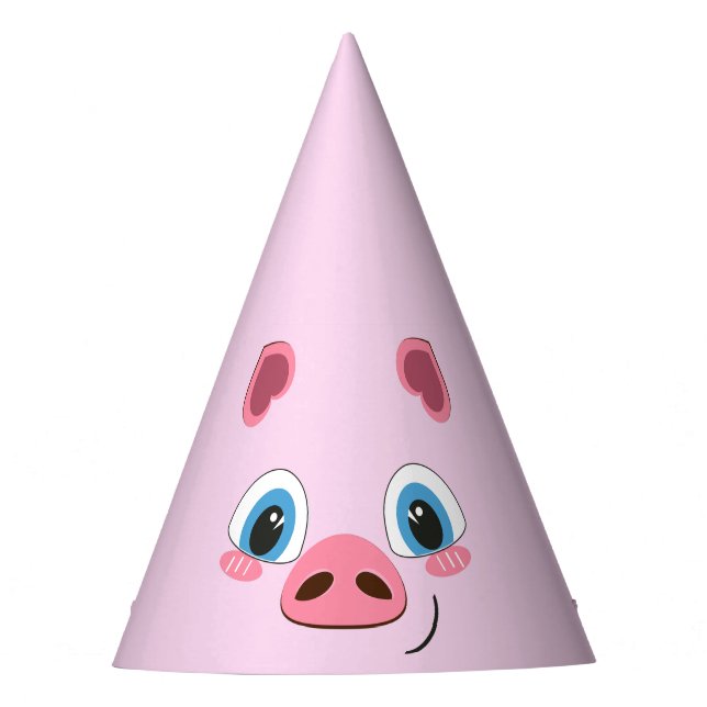 Chapéu De Festa Leitão-branco, olhos grandes e azuis (Frente)