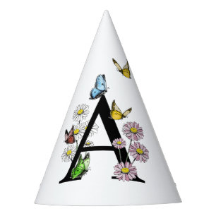 Chapéu De Festa Letra A Borboleta Floral Monograma Inicial