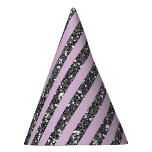 Chapéu De Festa Lilás Lavanda Roxo Prateado Listras Brilho Festa