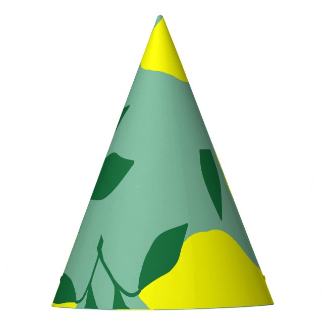 Chapéu De Festa Limão Simples, Impressão de Fundo Verde. (Frente)