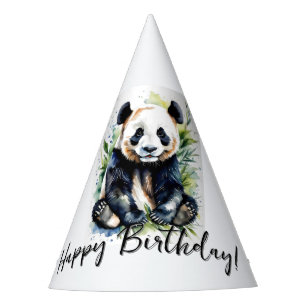 Chapéu De Festa Linda Watercolor Panda Bear Feliz Aniversário