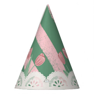 Chapéu De Festa Lindíssimo Renda com Laço Rosa e Tulipa Coquette