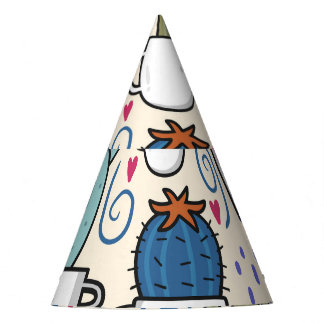 Chapéu De Festa Llama Cactus: Design sem costura desenhada à mão