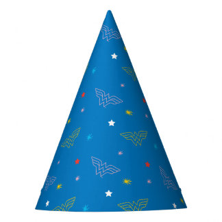 Chapéu De Festa Logotipo da Mulher-Maravilha e Estrelas Padrão Azu
