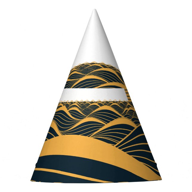 Chapéu De Festa Lua-sol estilizada, ilustração do mar escuro. (Frente)