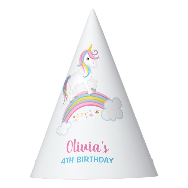 Chapéu De Festa Magical Rainbow Unicorn Birthday (Frente)