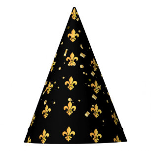 Chapéu De Festa Mardi Gras Carnaval de Harlequin, Dourado Fleur de