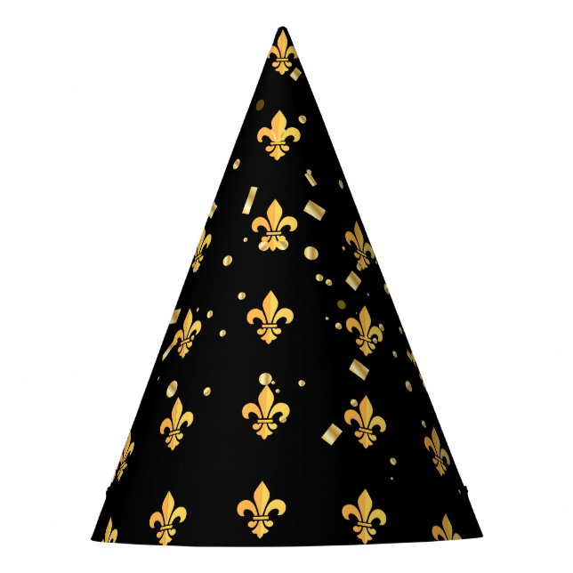 Chapéu De Festa Mardi Gras Carnaval de Harlequin, Dourado Fleur de (Frente)