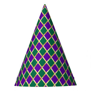 Chapéu De Festa Mardi Gras Carnaval de Harlequin Fleur de Lis Diam
