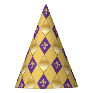 Chapéu De Festa Mardi Gras Carnaval de Harlequin Fleur de Lis Diam