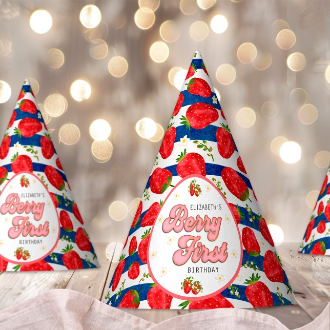 Chapéu De Festa Marinho Azul Stripes Branco primeiro aniversario B (Criador carregado)