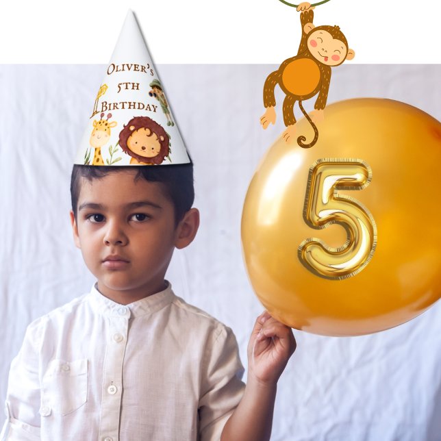 Chapéu De Festa Marselha Selva Safari Aniversário Cone (Personalized Birthday Party Cone Hat)