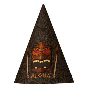 Chapéu De Festa Máscara Tiki de Madeira Vintage Retro Festa de Ani
