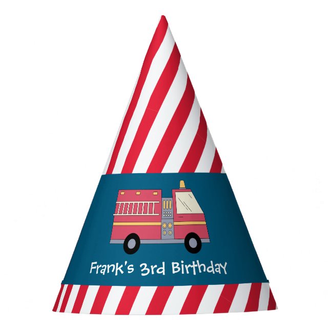 Chapéu De Festa Material de Aniversário de Bombeiros Vermelhos (Frente)