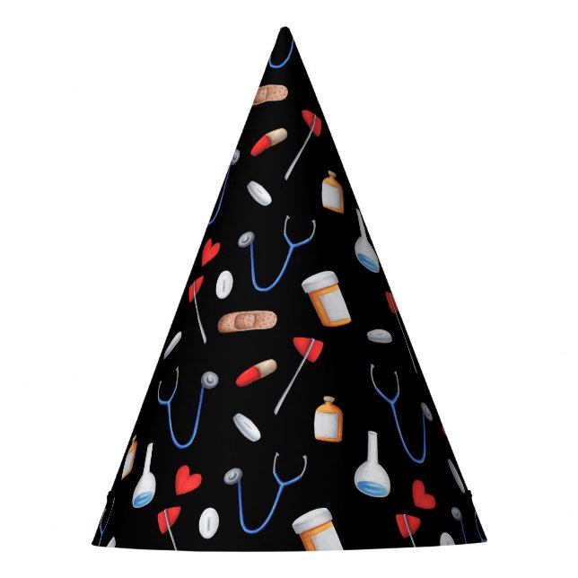 Chapéu De Festa Médico Preto - Papel de Graduação de Enfermeira (Frente)