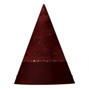 Chapéu De Festa Midnight Henna Romance Red Satinge Damask
