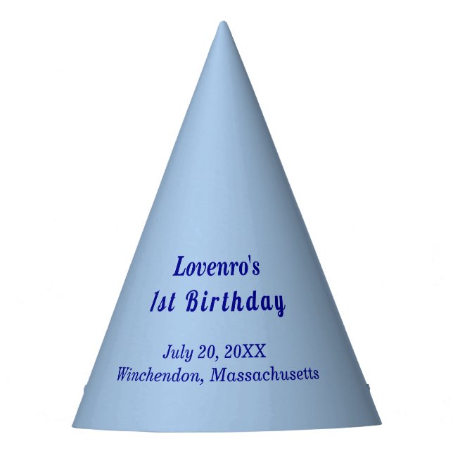 Chapéu De Festa Minimalist Light Blue Kids Birthday Party Hats (Frente)