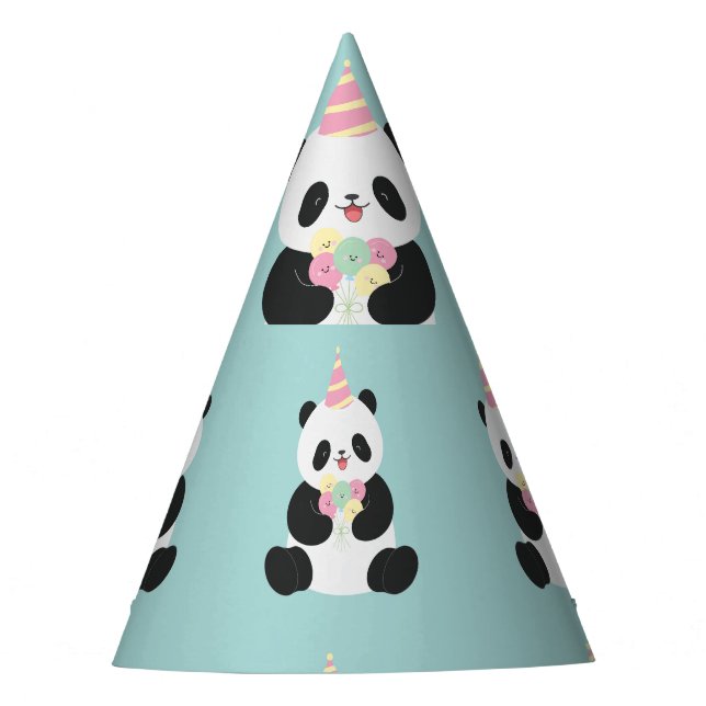 Chapéu De Festa Mint & Pink - design de Panda (Frente)