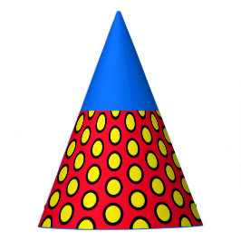 Chapéu De Festa Mod Divertido Azul Amarelo Amarelo Vermelho Pontil