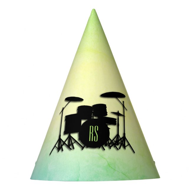 Chapéu De Festa Monograma Conjunto de Tambores Verde (Frente)