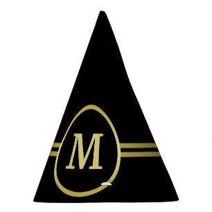 Chapéu De Festa Monograma personalizado de ouro elegante a preto