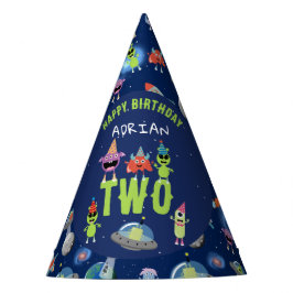 Chapéu De Festa Monstro Alien Cute Espaço Nome Idade Aniversário C