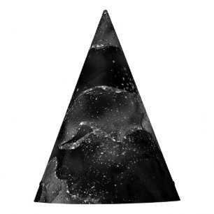 Chapéu De Festa Moody Onyx Agate   Gótico Elegante Black Silver Gl