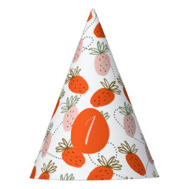 Chapéu De Festa Morangos Rosa Branco Padrão Rabiscado     