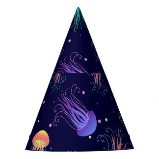 Chapéu De Festa Mundo de águas-vivas submarinas: padrão brilhante.
