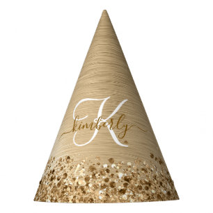 Chapéu De Festa Nam Monograma de Impressão de Glitter Metálico Bru