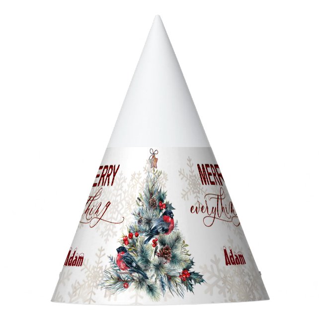 Chapéu De Festa Natal - Feriado de Berries Deseja Monograma (Frente)