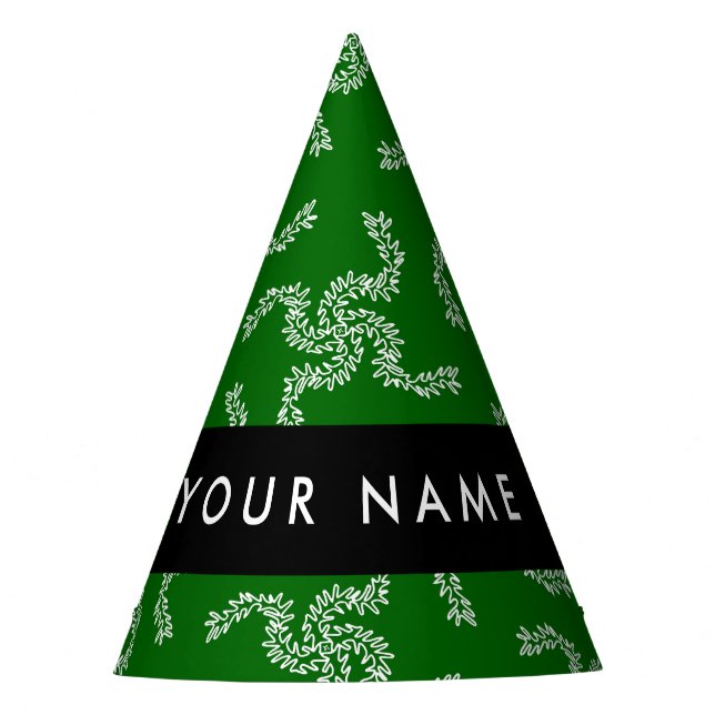 Chapéu De Festa Natal Garland, Verde, Seu nome, Personalize (Frente)