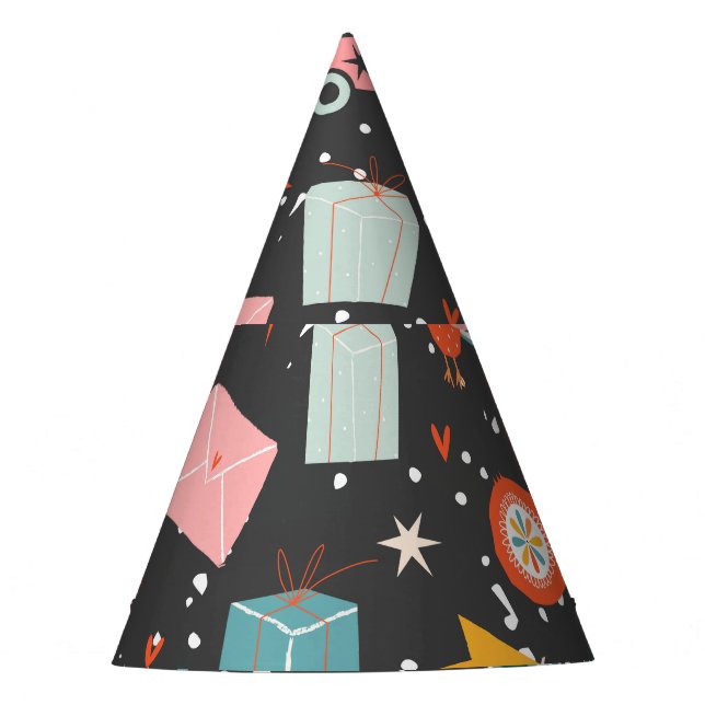 Chapéu De Festa Natal Negro: Padrão de colheita de ornamentados. (Frente)