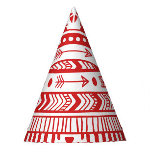 Chapéu De Festa Nativo Americano: Red Ink Doodle.