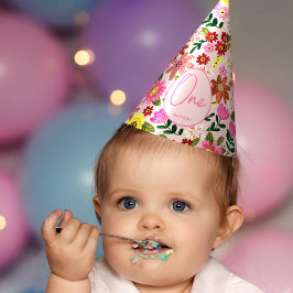 Chapéu De Festa Noivado de Uma Menina Rosa Bonita de Um Ano