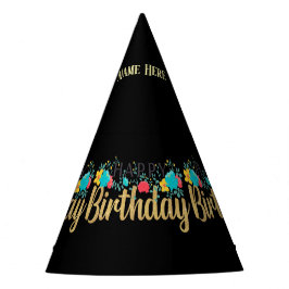 Chapéu De Festa Nome de Aniversário Feliz Floral Aqui Artesanatos