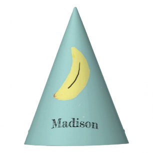 Chapéu De Festa Nome personalizado da banana pintada em azul
