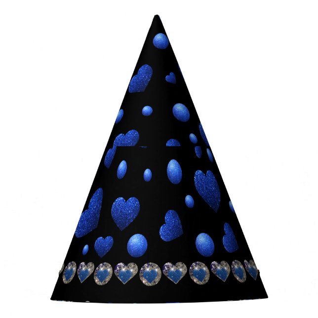 Chapéu De Festa Nome personalizado, padrão de brilho cardíaco azul (Frente)
