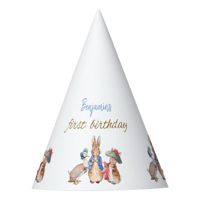 Chapéu De Festa Nome Personalizado Peter o Rabbit Primeiro Anivers (Frente)
