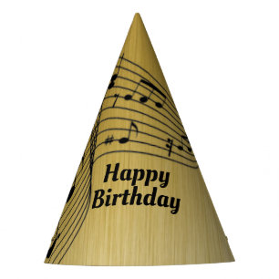 Chapéu De Festa Notas Musicais Dourado Escovado