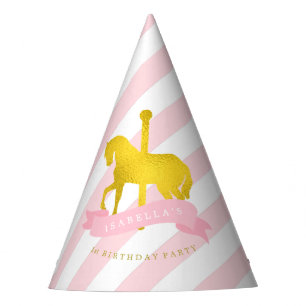 Chapéu De Festa O aniversário da menina cor-de-rosa do cavalo do