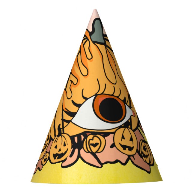 Chapéu De Festa O Olho De Pumpkin Retro (Frente)