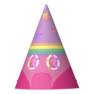Chapéu De Festa Olhos Vermelhos Rosa, Rainbow Unicorn Party Hat