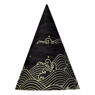 Chapéu De Festa onda de ouro, textura em papel.