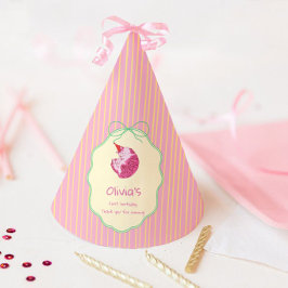 Chapéu De Festa One Sleepy Cat 1st Birthday – Yellow Stripes