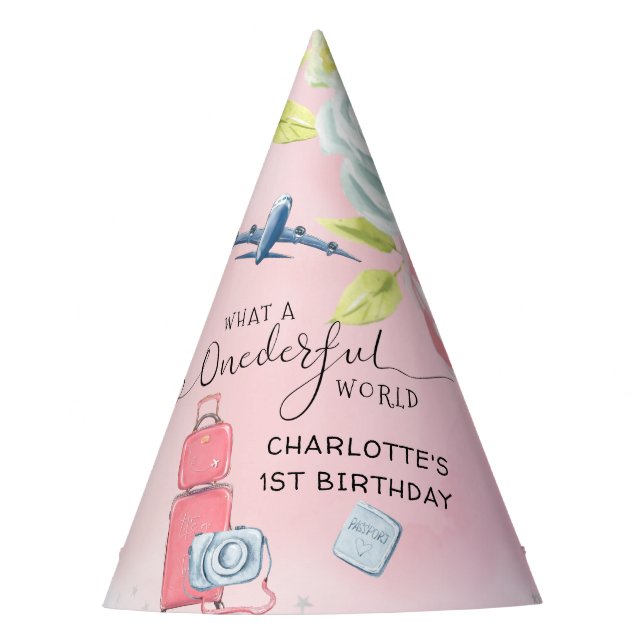 Chapéu De Festa One World Girls First Birthday (Frente)